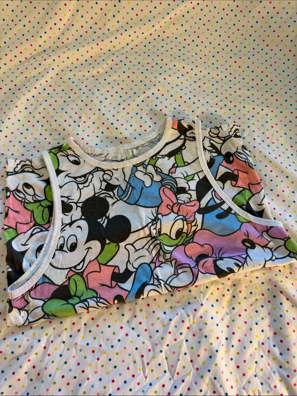 Disney Multicolor Cartoon Character Tank Top - White Trim